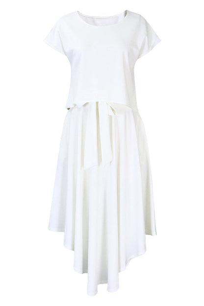 Solid Top & A-Line Midi Skirt Lavish Daily