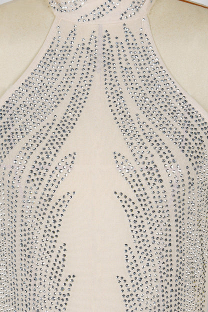 Sheer Silver Illusion Halter Maxi Gown Lavish Daily