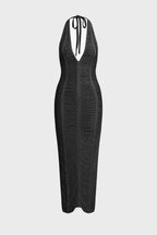 Crochet Ripped Halter Open Back Dress Lavish Daily
