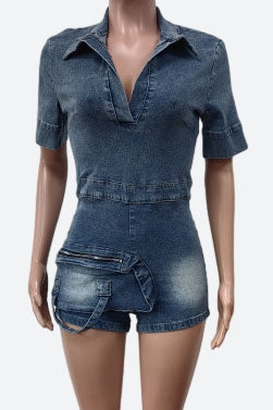 3D Pocket Stretch Romper Lavish Daily