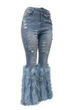 Feather Detail Ripped Denim Jeans Lavish Daily