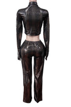 Zip-Front Faux Leather Jacket & Pants Set Lavish Daily