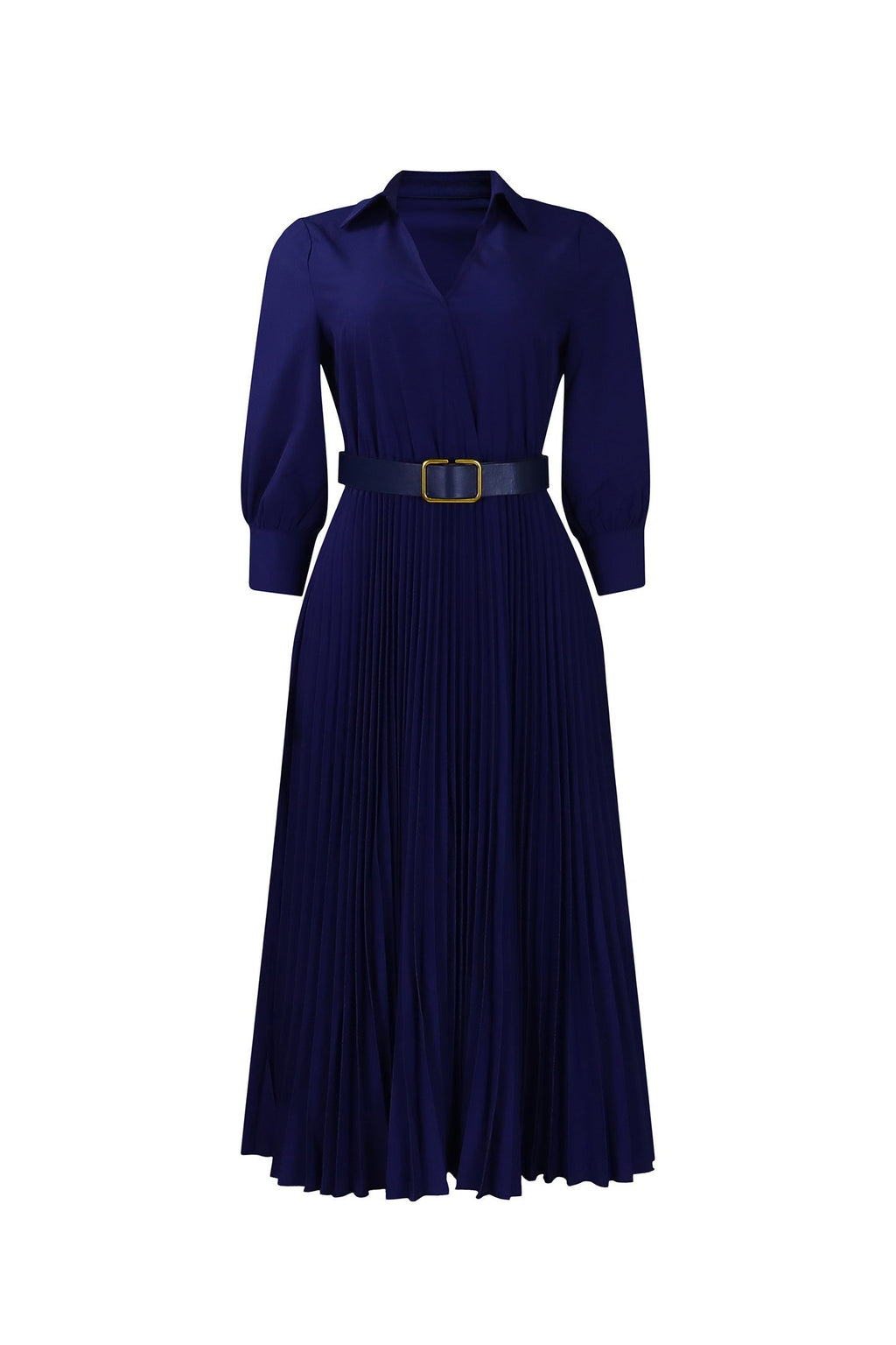 Plus Size Long Sleeve V-Neck Pleated Maxi Dresses Lavish Daily