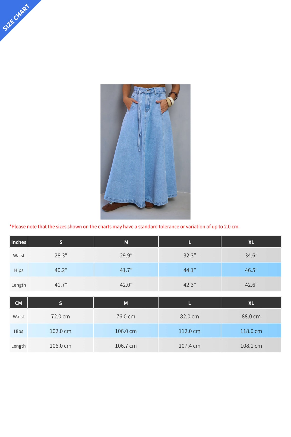 Belted High Waist A-Line Denim Maxi Skirt Lavish Daily