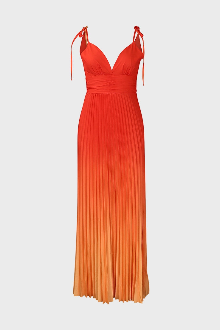 Sleeveless V-neck Pleated Maxi Dress Lavish Daily