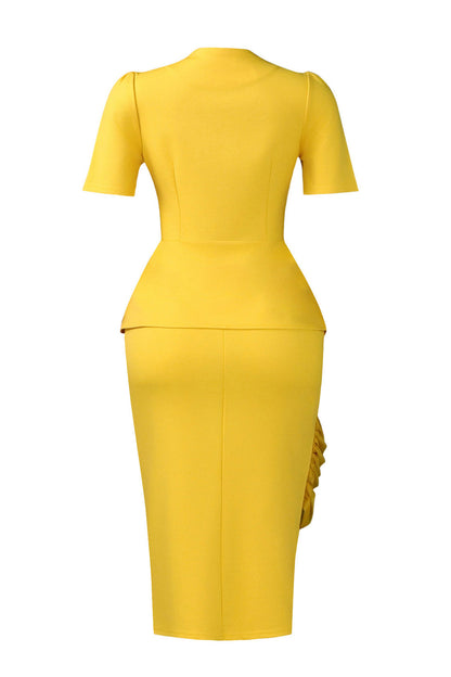 Asymmetrical Button Peplum Skirt Set Lavish Daily