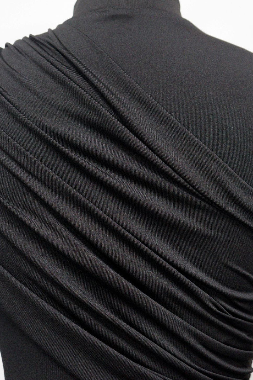 Mock Neck Ruched Mini Dress with Draped Train Lavish Daily