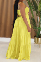 Smocked Cut Out Maxi Dress Lavish Daily