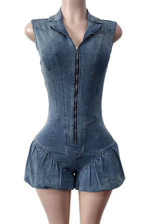 Sleeveless Elastic Lantern Shorts Romper Lavish Daily