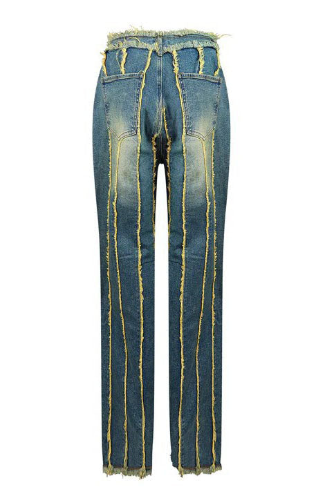 Vintage Wash Seam Straight Leg Jeans Lavish Daily