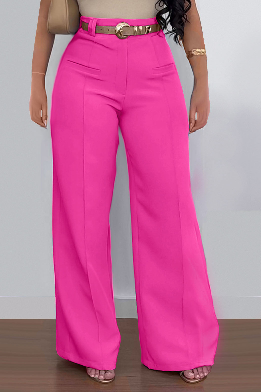 Casual Solid Color Loose Wide-Leg Pants Lavish Daily