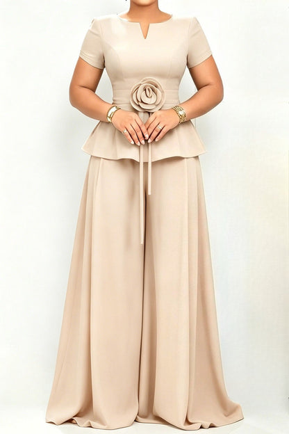 3D Floral Peplum & Wide Leg Matching Set Lavish Daily