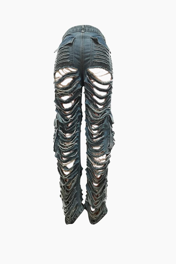 Distressed Denim Wide Leg Jeans Lavish Daily