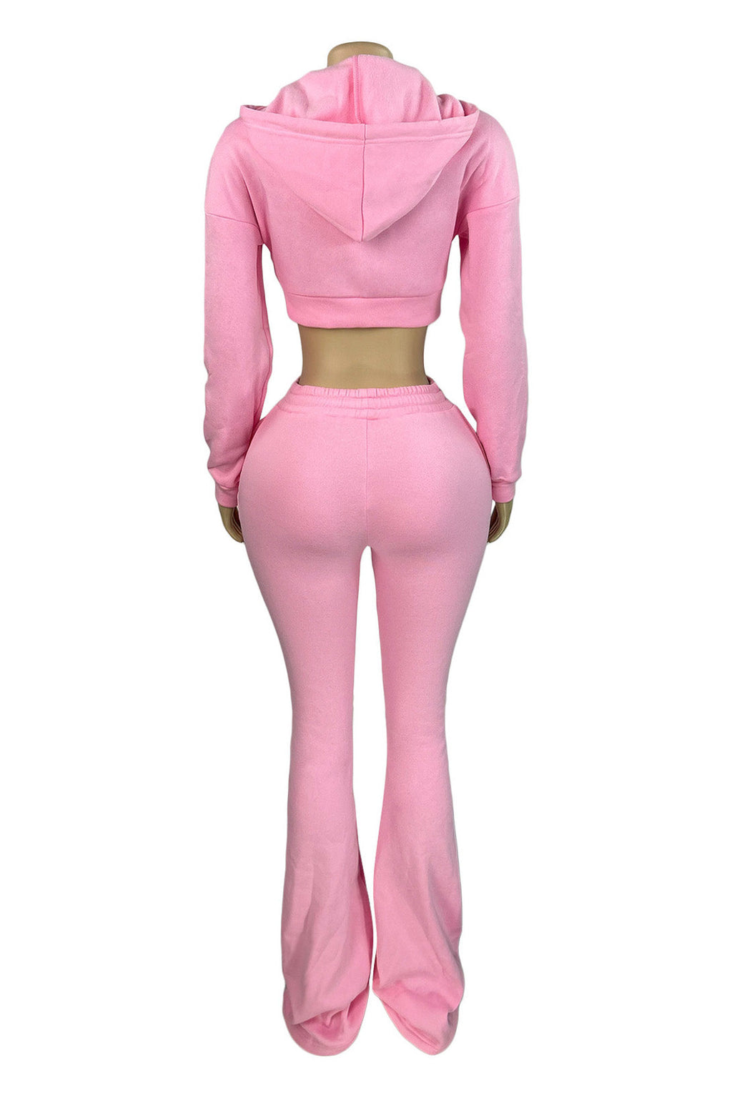 Fleece Hoodie Zip Jacket and Flare Pants Set Lavish Daily