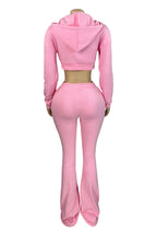 Fleece Hoodie Zip Jacket and Flare Pants Set Lavish Daily