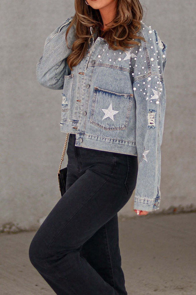 Diamond Denim Rhinestone Jacket Lavish Daily