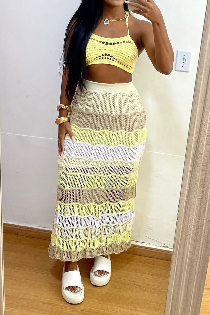 Multi Colour Stripe Knitted Sets Lavish Daily