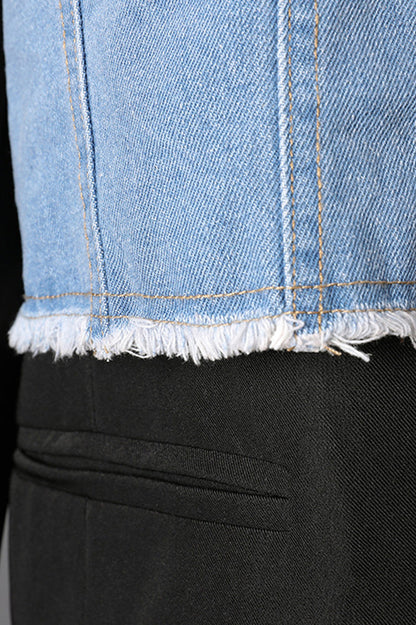 Faux Two-Piece Denim Blazer Lavish Daily