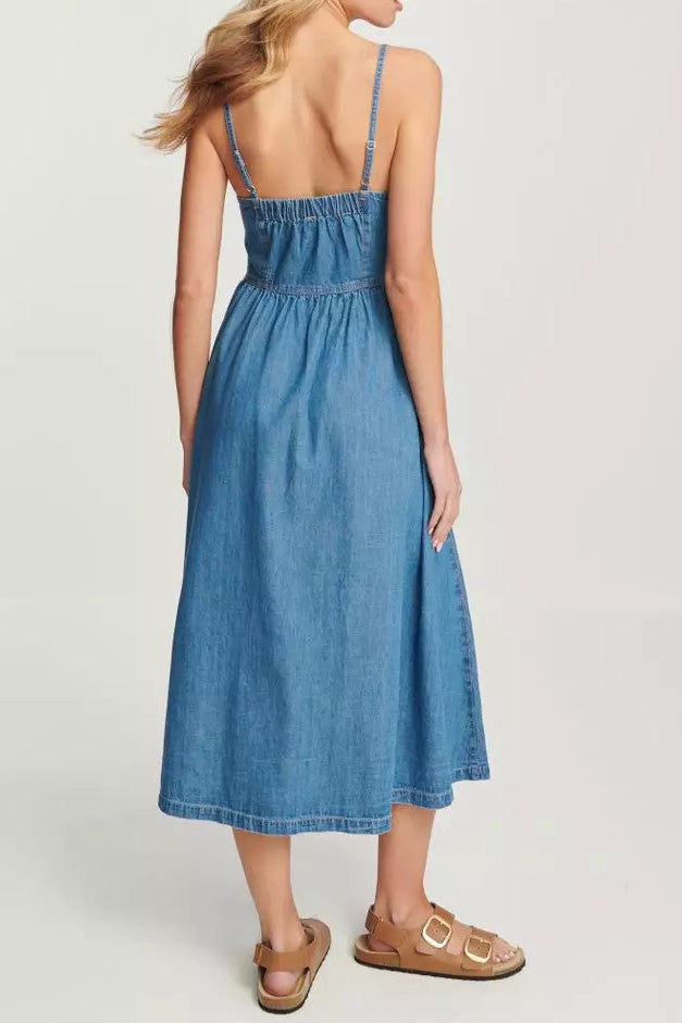 Trendy Denim Spaghetti Strap Dress Lavish Daily