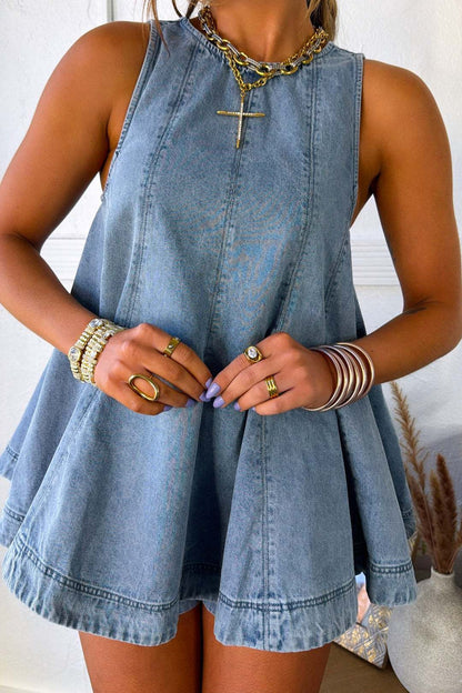 2-Piece Denim Babydoll Shorts Set LavishDaily