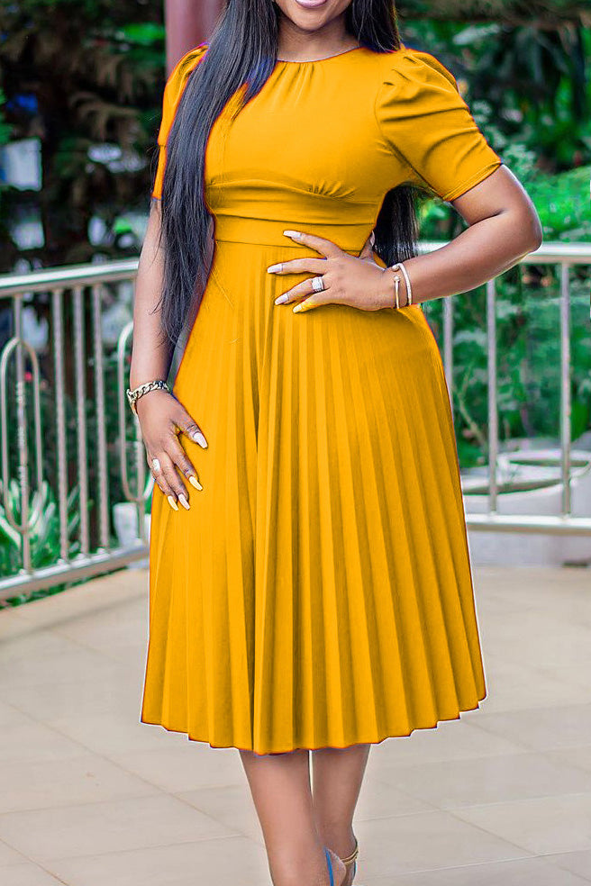 High Waist Pleated Dress Lavish Daily