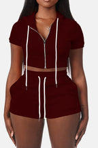 Crop Top Hoodie Short Set Lavish Daily