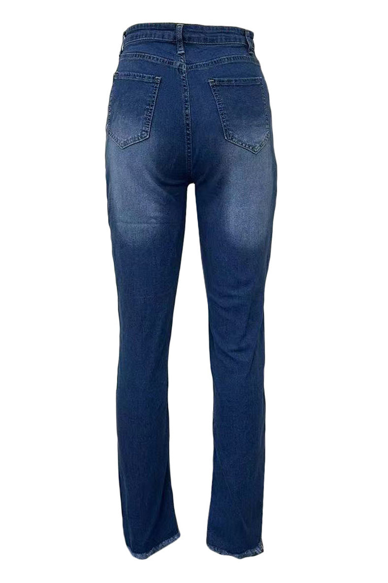 Distressed High Waist Jeans Lavish Daily