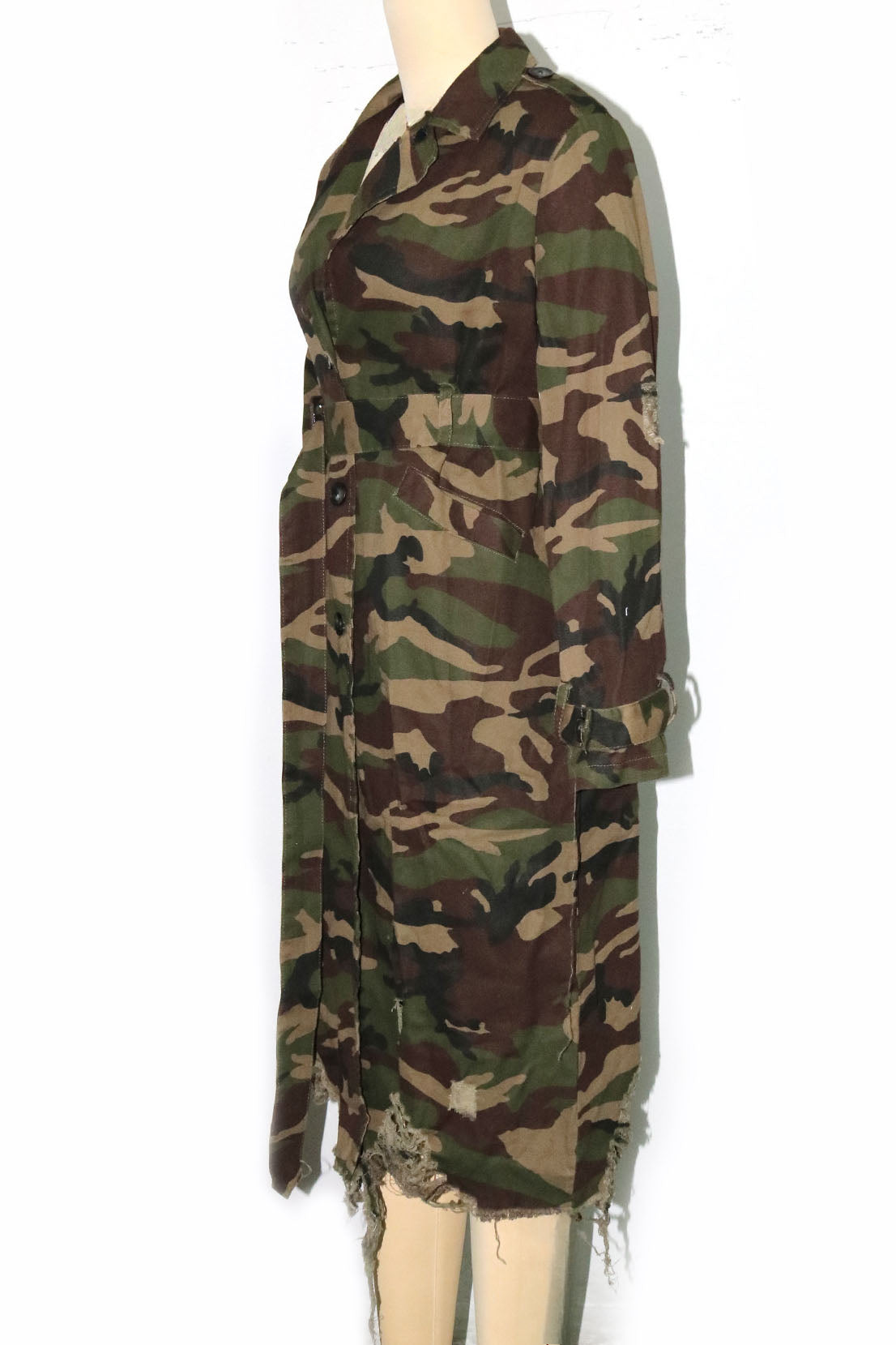 Longline Distressed Camouflage Jacket Lavish Daily