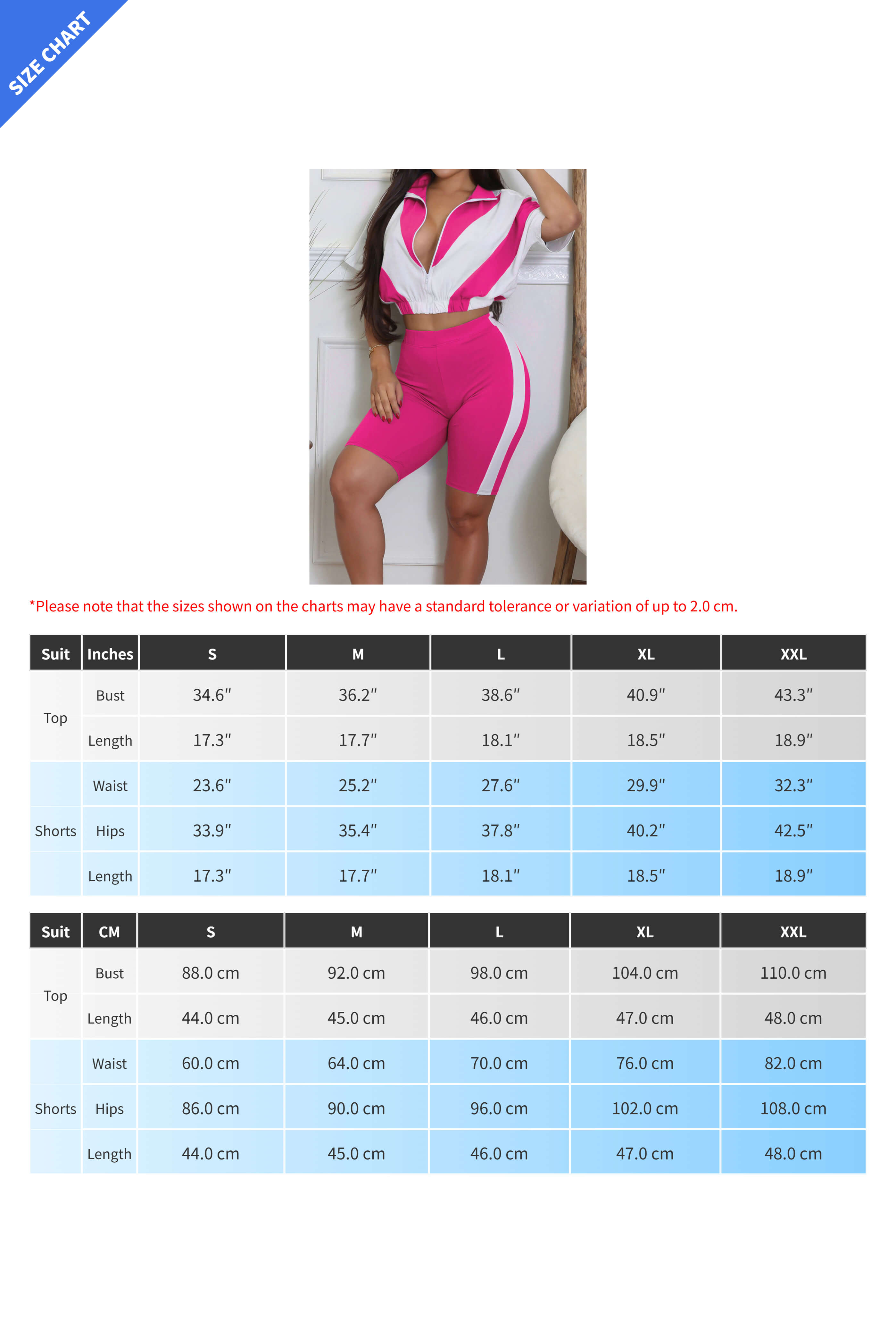 Color-Block Zip Crop Top & Biker Short Set Lavish Daily