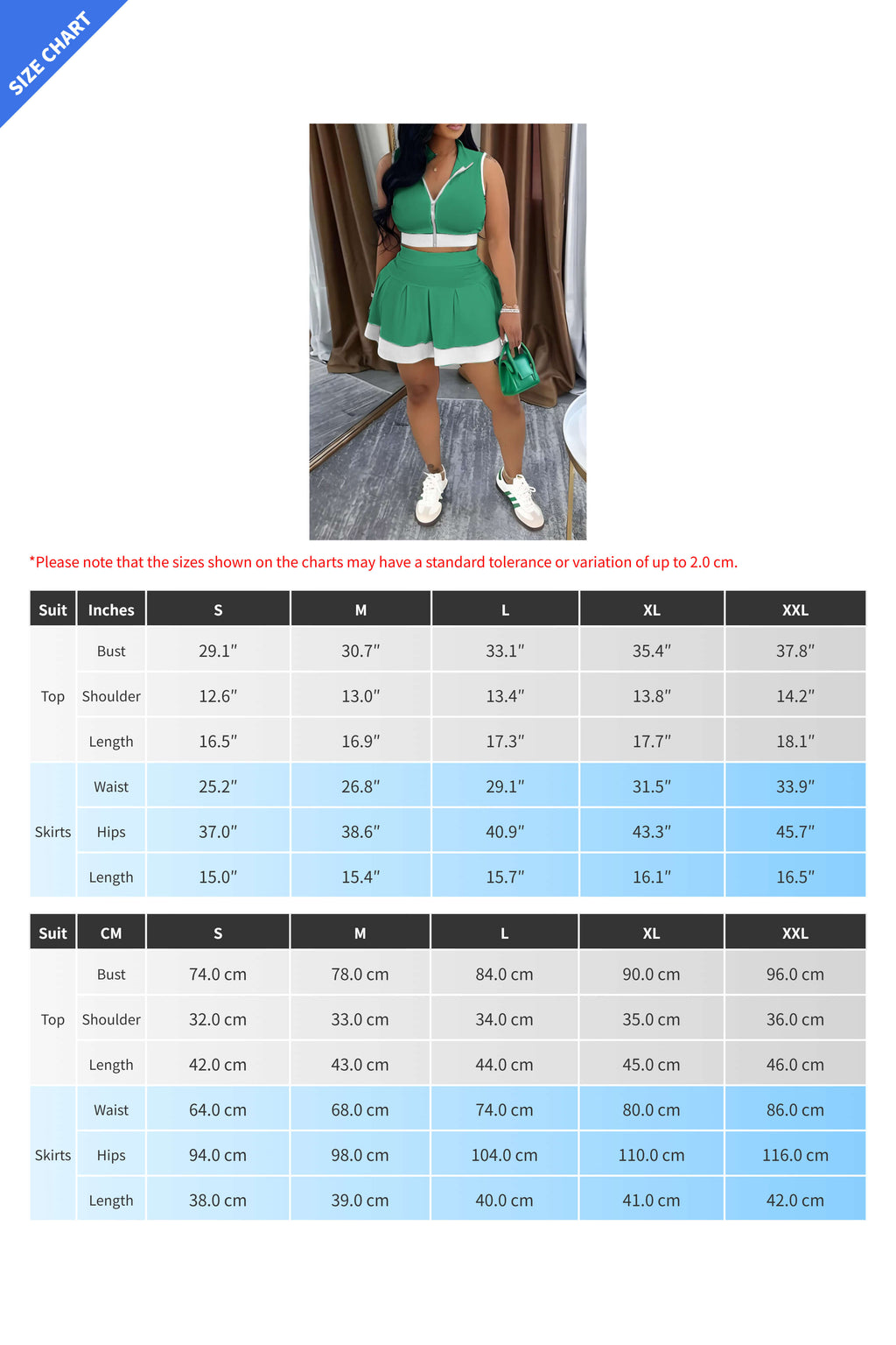 Colorblock Sleeveless Zip Top and Skirt Outfit Lavish Daily