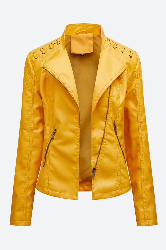 Women Classic Leather Jacket Lavish Daily