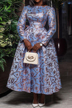 Crew Neck Long Sleeve Pleated Midi Dress Lavish Daily