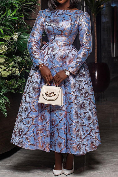 Crew Neck Long Sleeve Pleated Midi Dress Lavish Daily