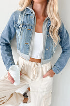 Cropped Layered Denim Jacket Lavish Daily