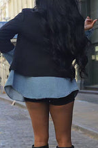 Patchwork Denim Blazer Lavish Daily