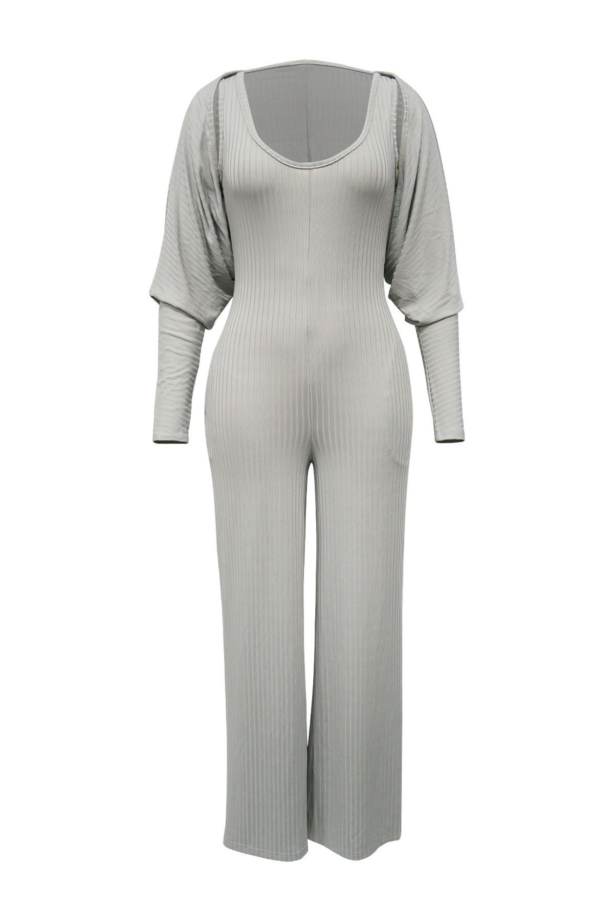 2-Piece Ribbed Knit Tank Jumpsuit & Cropped Top Set Lavish Daily