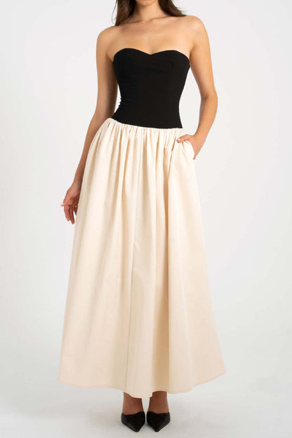 Colorblock Strapless Sleeveless Dress Lavish Daily