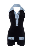 Black Denim Romper Lavish Daily