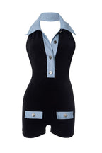 Black Denim Romper Lavish Daily