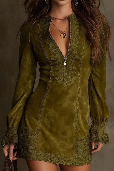 Elegant Embroidered Lace Mini Dress Lavish Daily