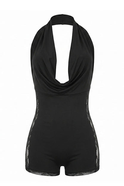 Sexy Halter Cowl Neck Lace Romper Lavish Daily