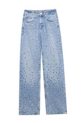 Rhinestone Straight Leg Jeans Lavish Daily