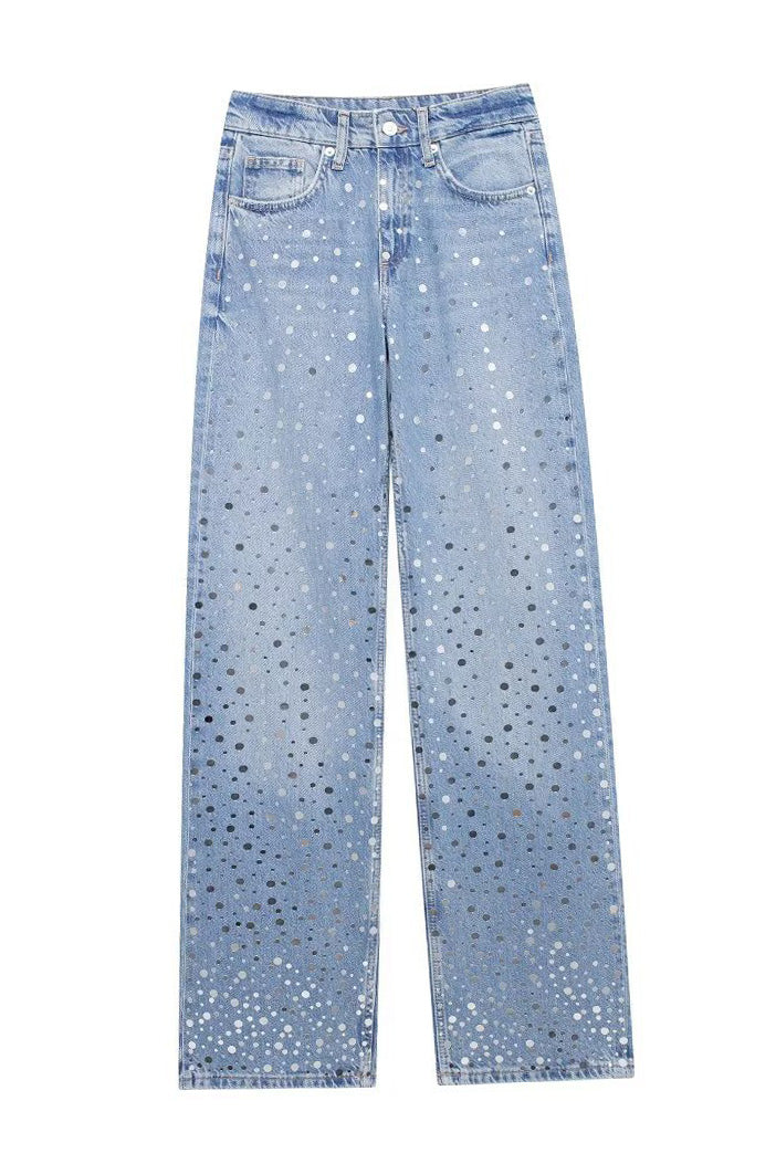 Rhinestone Straight Leg Jeans Lavish Daily
