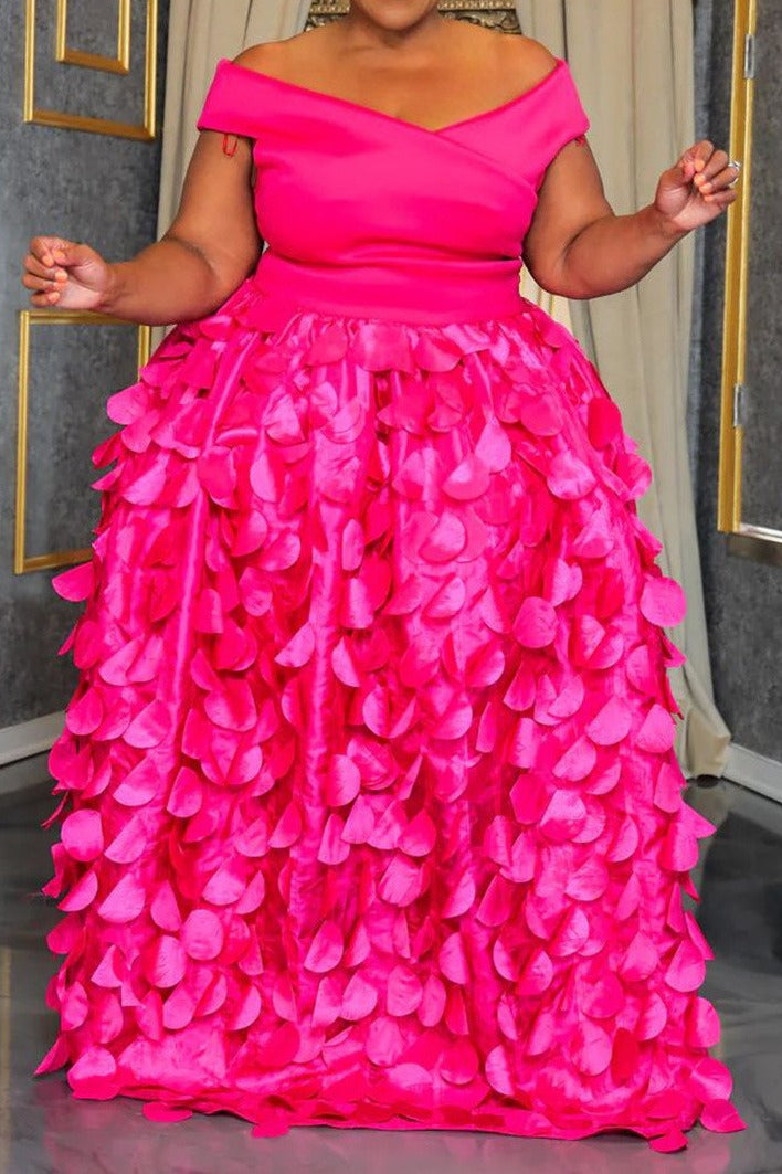 Plus Size Off Shoulder 3D Floral Maxi Dress Lavish Daily