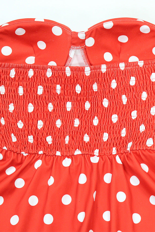 Retro Polka Dot Bustier Peplum Shorts Set Lavish Daily