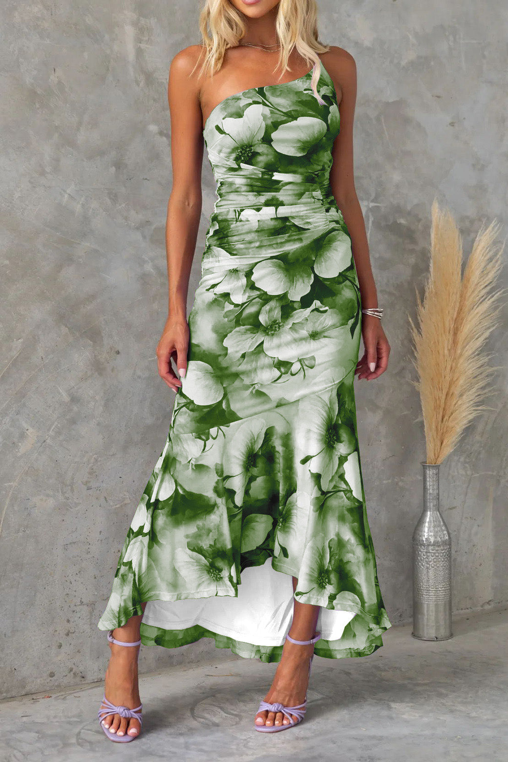 Off-Shoulder Floral Slim Irregular Maxi Dress Lavish Daily