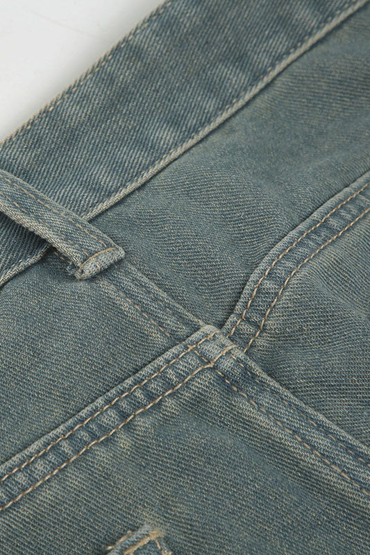 Vintage Distressed Denim Straight Jeans Lavish Daily