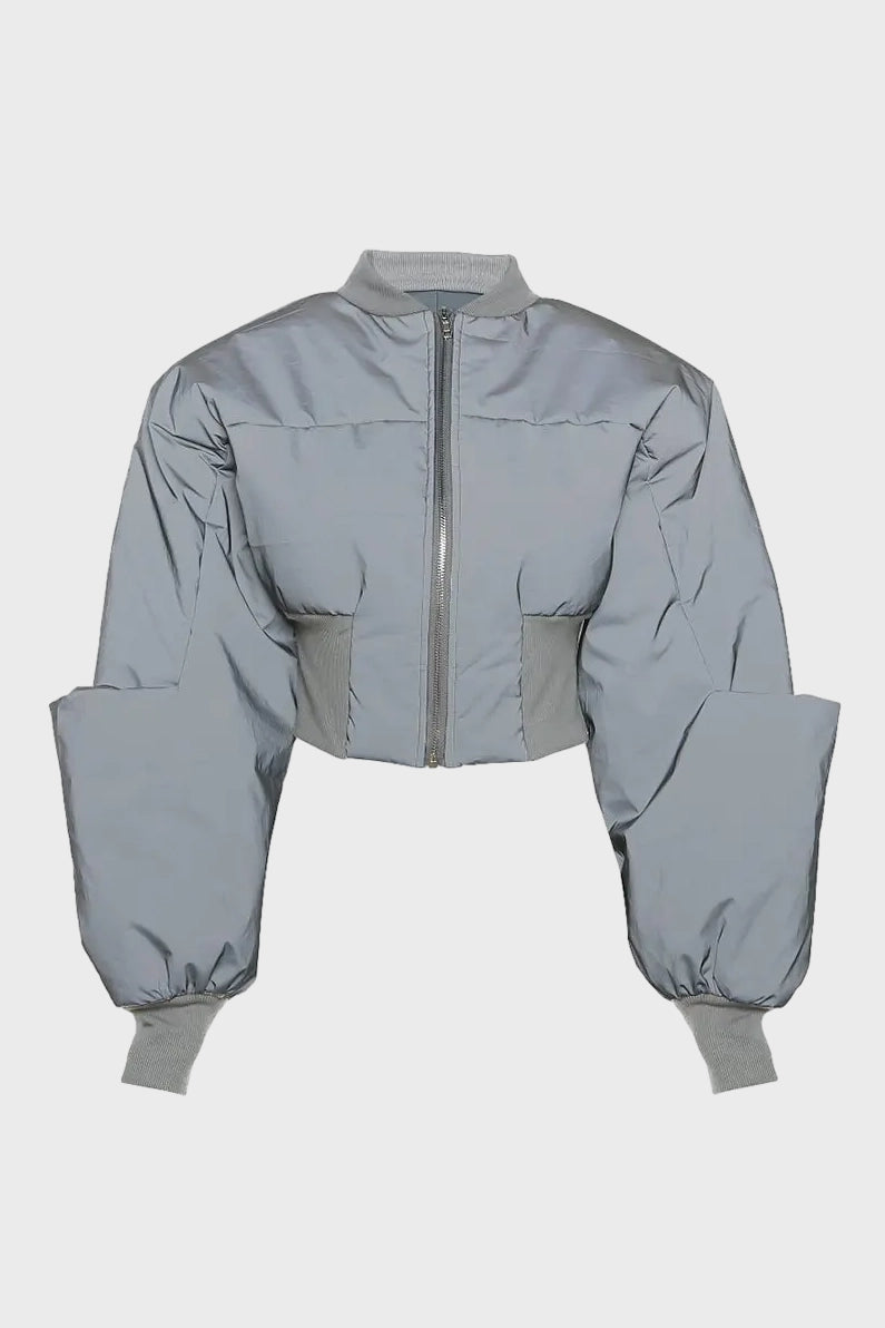 Long Sleeve Zipper Waist Warm Reflective Coat Lavish Daily