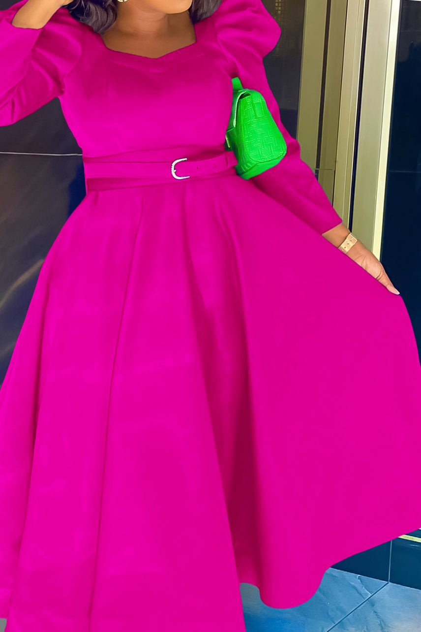 Puff Sleeve Elegant Pleated A-Line Dress Lavish Daily