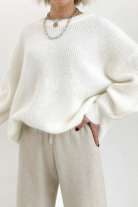 Oversized Striped Knitted Crew Neck Jumper Lavish Daily